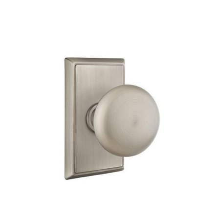 EMTEK Providence Knob 2-3/8 in Backset Passage w/Rectangular Rose for 1-1/4 in to 2 in Door Pewter Finish 8121PUS15A